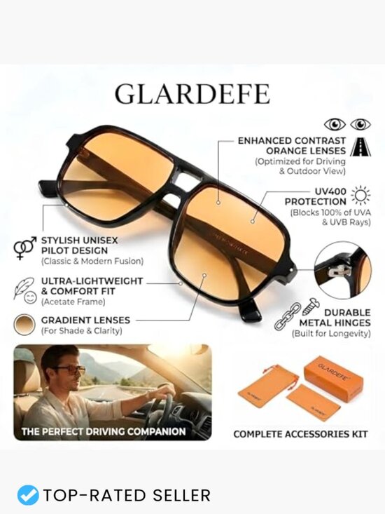 Oversized Aviator Sunglasses Retro 70s Square Frame Unisex UV400 Protection